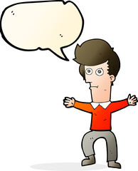 cartoon startled man with speech bubble