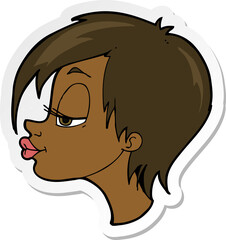 sticker of a cartoon pretty woman