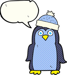 comic book speech bubble cartoon penguin
