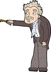 cartoon man trembling with key unlocking