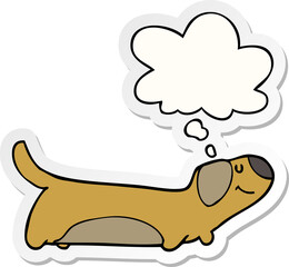 cartoon dog and thought bubble as a printed sticker