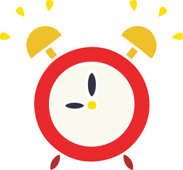 flat color retro cartoon ringing alarm clock