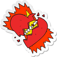 sticker of a cartoon broken heart