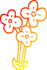 warm gradient line drawing cartoon bunch of flowers