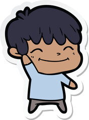 sticker of a happy cartoon boy