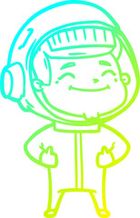 cold gradient line drawing happy cartoon astronaut