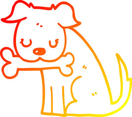 warm gradient line drawing cartoon dog
