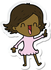 sticker of a cartoon happy woman