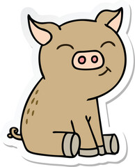sticker of a quirky hand drawn cartoon pig