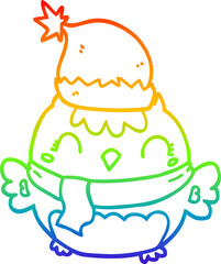 rainbow gradient line drawing cute christmas owl