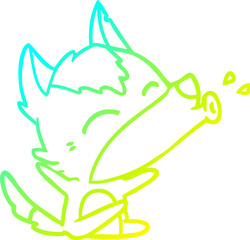 cold gradient line drawing howling wolf cartoon