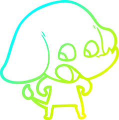 cold gradient line drawing cute cartoon elephant