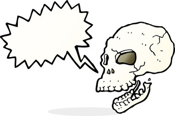 cartoon spooky skull with speech bubble