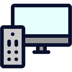 TV and Remote Control Color Icon