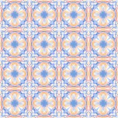 Orange and Blue Tiled Seamless Pattern