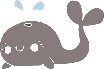 cute flat color style cartoon whale