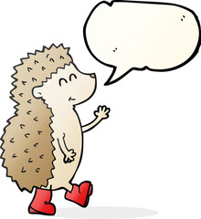 cute speech bubble cartoon hedgehog
