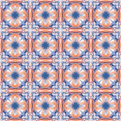 Orange and Blue Tiled Seamless Pattern
