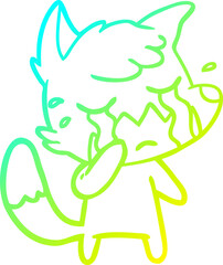 cold gradient line drawing crying fox cartoon