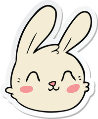 sticker of a cartoon rabbit face