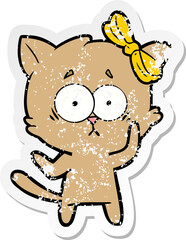 distressed sticker of a cartoon cat