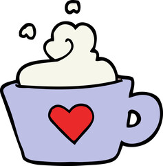 hand drawn doodle style cartoon cup of coffee