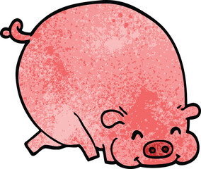 cartoon doodle fat pig