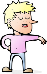 cartoon man making dismissive gesture