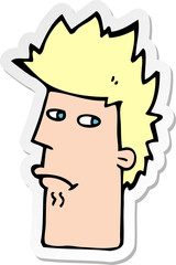 sticker of a cartoon nervous expression