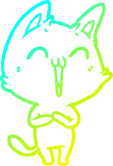 cold gradient line drawing happy cartoon cat