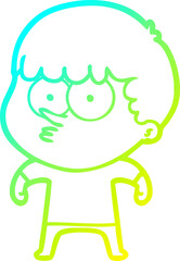 cold gradient line drawing cartoon curious boy