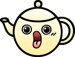 gradient shaded cartoon tea pot