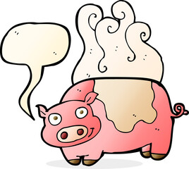 cartoon pig with speech bubble