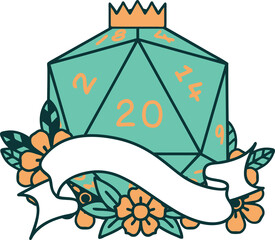 natural twenty D20 dice roll illustration