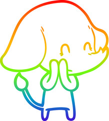 rainbow gradient line drawing cute cartoon elephant