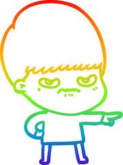 rainbow gradient line drawing cartoon boy