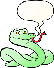 cartoon snake and speech bubble in smooth gradient style