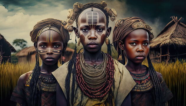 Indigene Minderheit Bedroht und Verfolgt Illustration Photorealismus Generative AI Digital Art Hintergrund Background Magazin Cover