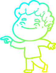cold gradient line drawing cartoon friendly man