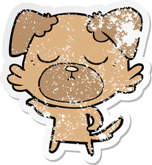 distressed sticker of a cute cartoon dog