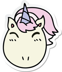 sticker of a quirky hand drawn cartoon unicorn