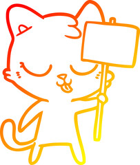 warm gradient line drawing cartoon cat