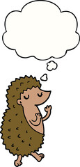 cartoon hedgehog and thought bubble