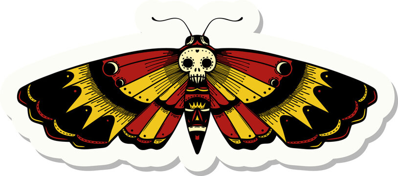 tattoo style sticker of a deaths head moth