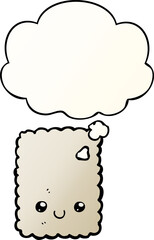 cartoon biscuit and thought bubble in smooth gradient style
