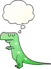 cartoon dinosaur and thought bubble in smooth gradient style