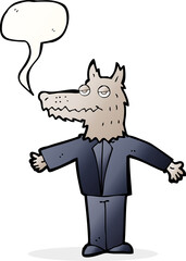 cartoon wolf with speech bubble