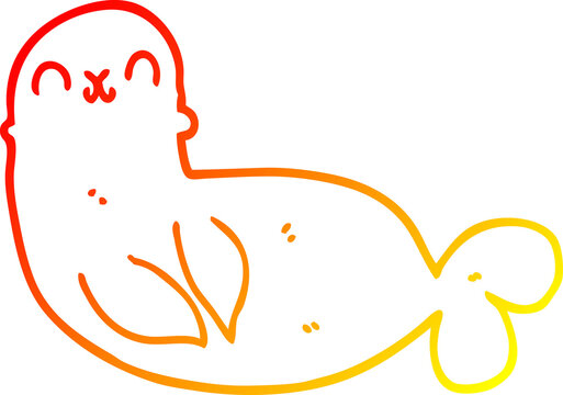 recommend clip art: warm gradient line drawing cartoon seal