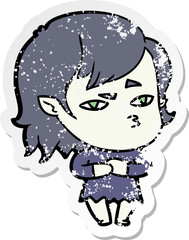 distressed sticker of a cartoon vampire girl