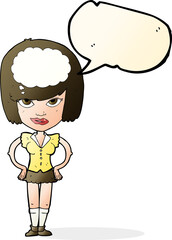 cartoon woman thinking with speech bubble